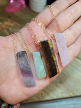 Load image into Gallery viewer, Natural Handmade Crystal Necklace Golden Amethyst, Amazonite, Tiger Eye , Rose Quartz