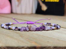 Load image into Gallery viewer, Natural Amethyst Bracelet, Handmade Semi Precious Gemstone 4mm adjustable