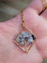 Load image into Gallery viewer, Natural Crystal Necklace Gold Wire Wrapped Fluorite Healing necklace
