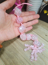 Load image into Gallery viewer, Crystal Tassel | 7 Chakra Hanger | Rose Quartz Self Love crystal hanger Big Stones