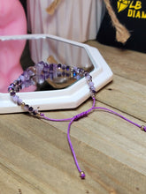 Load image into Gallery viewer, Natural Amethyst Bracelet, Handmade Semi Precious Gemstone 4mm adjustable