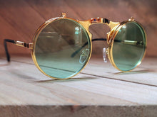 Load image into Gallery viewer, Steampunk Goggles Glasses Round Sunglasses Emo Retro Vintage Flip Up