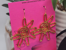 Load image into Gallery viewer, Handmade Gold Sun Natural Drop Earrings , Sun Sol Earrings