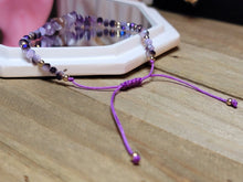 Load image into Gallery viewer, Natural Amethyst Bracelet, Handmade Semi Precious Gemstone 4mm adjustable
