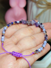 Load image into Gallery viewer, Natural Amethyst Bracelet, Handmade Semi Precious Gemstone 4mm adjustable