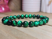 Load image into Gallery viewer, Self confidence Bracelet- Natural Green Tiger Eye Bracelet Elastic 8mm