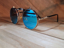 Load image into Gallery viewer, Steampunk Goggles Glasses Round Sunglasses Emo Retro Vintage Flip Up Blue