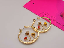 Load image into Gallery viewer, Mushroom earrings , unique forest jewelry , colorful hammered jewelry ,