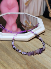 Load image into Gallery viewer, Natural Amethyst Bracelet, Handmade Semi Precious Gemstone 4mm adjustable
