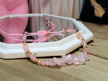 Load image into Gallery viewer, Rose Quartz Chip Adjustable Bracelet Handmade Bracelet~ Self Love