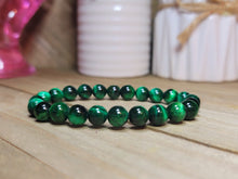 Load image into Gallery viewer, Self confidence Bracelet- Natural Green Tiger Eye Bracelet Elastic 8mm