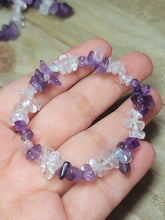 Load image into Gallery viewer, Amethyst & Clear Quartz Healing Bracelet Chip Bracelet Stretch