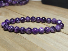 Load image into Gallery viewer, Natural Amethyst Bracelet, Handmade Semi Precious Gemstone 8mm