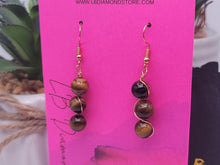 Load image into Gallery viewer, Handmade Tiger's Eye Natural Drop Earrings , Stone Tiger's Eye