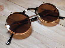 Load image into Gallery viewer, Steampunk Goggles Glasses Round Sunglasses Emo Retro Vintage Flip Up
