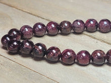Load image into Gallery viewer, Garnet Crystal Bead Bracelet, Genuine Garnet Gemstone Bracelet 8mm
