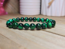 Load image into Gallery viewer, Self confidence Bracelet- Natural Green Tiger Eye Bracelet Elastic 8mm