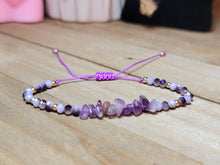 Load image into Gallery viewer, Natural Amethyst Bracelet, Handmade Semi Precious Gemstone 4mm adjustable