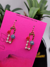 Load image into Gallery viewer, Mushroom earrings , unique forest jewelry , colorful hammered jewelry