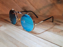 Load image into Gallery viewer, Steampunk Goggles Glasses Round Sunglasses Emo Retro Vintage Flip Up Blue