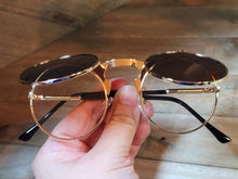 Load image into Gallery viewer, Steampunk Goggles Glasses Round Sunglasses Emo Retro Vintage Flip Up