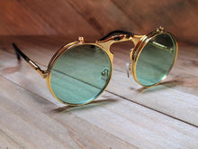 Load image into Gallery viewer, Steampunk Goggles Glasses Round Sunglasses Emo Retro Vintage Flip Up