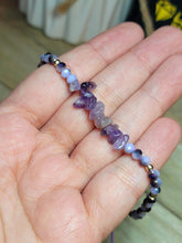 Load image into Gallery viewer, Natural Amethyst Bracelet, Handmade Semi Precious Gemstone 4mm adjustable
