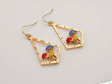 Load image into Gallery viewer, Mushroom earrings , unique forest jewelry , colorful hammered jewelry