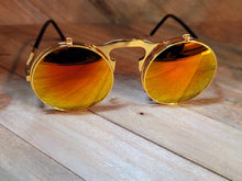Load image into Gallery viewer, Steampunk Goggles Glasses Round Sunglasses Emo Retro Vintage Flip Up