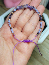 Load image into Gallery viewer, Natural Amethyst Bracelet, Handmade Semi Precious Gemstone 4mm adjustable