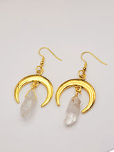 Load image into Gallery viewer, Clear Quartz Earrings Handmade, Cute earrings Irregular crescent moons,
