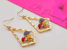Load image into Gallery viewer, Mushroom earrings , unique forest jewelry , colorful hammered jewelry