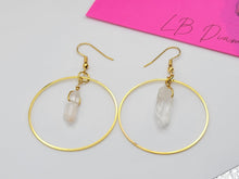 Load image into Gallery viewer, Clear Aura Quartz Earrings Handmade, Cute earrings Irregular , Crystal Earrings