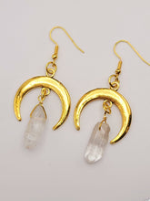 Load image into Gallery viewer, Clear Quartz Earrings Handmade, Cute earrings Irregular crescent moons,