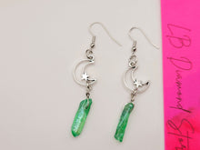 Load image into Gallery viewer, Green Celestial Aura Quartz Earrings Handmade, Cute earrings