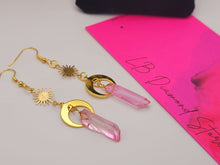 Load image into Gallery viewer, Pink Celestial Aura Quartz Earrings Handmade, Cute earrings