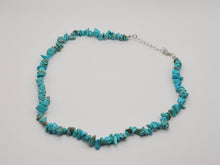 Load image into Gallery viewer, Turquoise Chip Choker Necklace Silver tone Gorgeous Choker