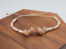 Load image into Gallery viewer, Peach Aventurine Chip Bracelet Handmade Genuine Crystal Bracelet