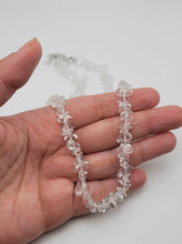 Load image into Gallery viewer, Clear Quartz Chip Choker Necklace Silver tone Gorgeous Choker