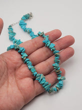 Load image into Gallery viewer, Turquoise Chip Choker Necklace Silver tone Gorgeous Choker