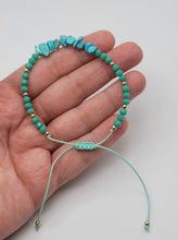 Load image into Gallery viewer, Blue Turquoise Chip Bracelet Handmade Genuine Crystal Bracelet