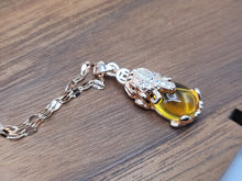 Load image into Gallery viewer, Rose Gold Tone Citrine Crystal Elephant Necklace November Birthstone