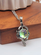 Load image into Gallery viewer, Silver Wire Wrapped Moon Stone Necklace Healing Crystal Necklace Silver tone