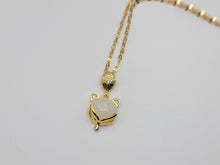 Load image into Gallery viewer, Natural Milky Quartz Handmade Kitten Necklace Gold Tone