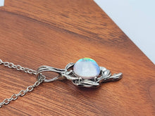 Load image into Gallery viewer, Silver Wire Wrapped Moon Stone Necklace Healing Crystal Necklace Silver tone
