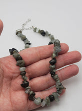 Load image into Gallery viewer, Labradorite Chip Choker Necklace Silver tone Gorgeous Choker