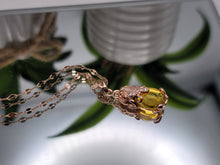 Load image into Gallery viewer, Rose Gold Tone Citrine Crystal Elephant Necklace November Birthstone
