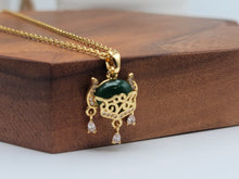 Load image into Gallery viewer, Jade Natural Necklace Gold Tone Necklace- Good Luck•Fortune