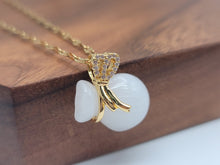 Load image into Gallery viewer, Milky Quartz Handmade Shirt Necklace Gold Tone Bag Necklace