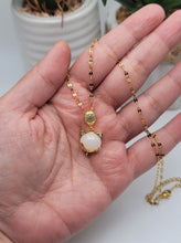 Load image into Gallery viewer, Natural Milky Quartz Handmade Kitten Necklace Gold Tone